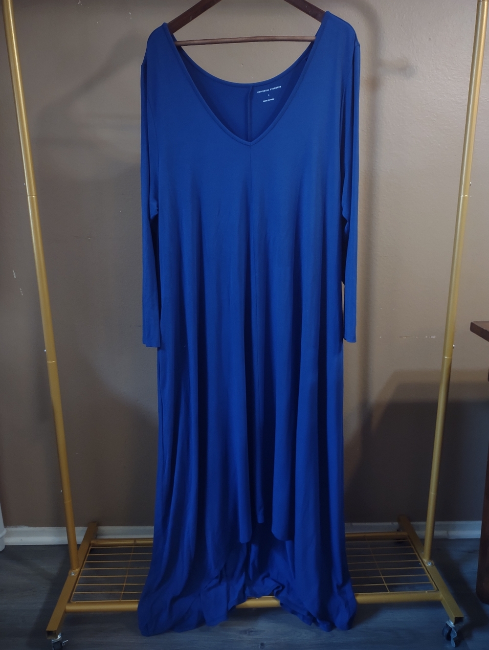 Universal Standard Royal Blue V-Neck  High Low Maxi Dress